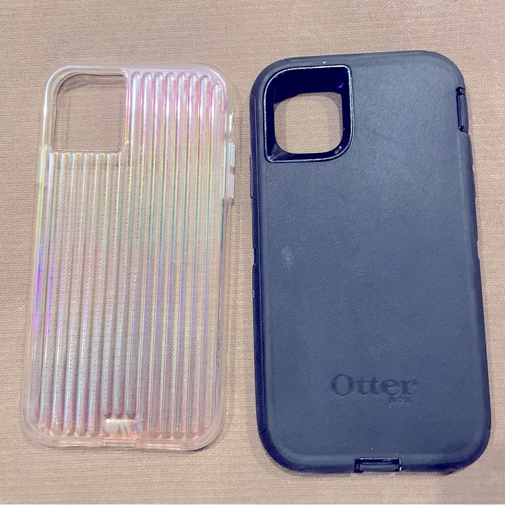 iPhone 11 Cases- otter-box w belt clip and women’s holographic case